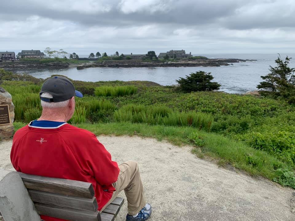 Dad looking at the Bush Compound in Kennebunkport